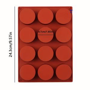 TEMU 1개 실리콘 몰드, 12구 둥근 케이크 팬, 수제 비누, 무스, , 샌드위치 쿠키, 머핀 컵, 브라우니, 푸딩 베이킹 몰드, 무료 배송
