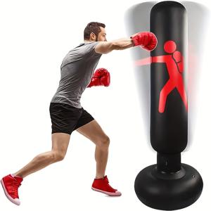 TEMU 레드 실루엣 디자인의 강력한 PVC 스탠딩 펀칭 백과 함께 홈 워크아웃, 무술 훈련, 아버지의 날, 어머니의 날, 발렌타인데이, 크리스마스 등에 이상적인 선물, 무술 장비 | 현대 복싱 장비 | 내구성 있는 복싱 백