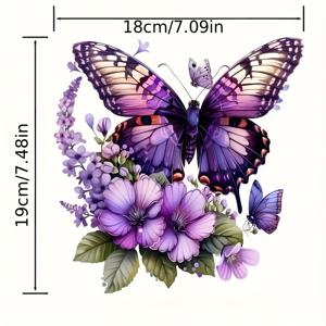 TEMU 4개 세트 보라색 나비 열전달 스티커 - DIY 비닐 데칼, 티셔츠 및 의류 커스터마이징용