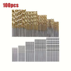 TEMU 50/100개 HSS 드릴 비트, 고속강 티타늄 도금, 핸드 헬드 전기 드릴 액세서리, 직선 샹크, 1-3mm 직경, DIY 프로젝트용 정밀 드릴링