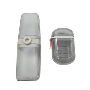 TEMU 2pcs 여행용 치실 및 비누 홀더 세트 - 휴대용 3 in 1 입안 세척 컵 모바일 구강 관리 필수품 레트로 스타일 다크 브라운