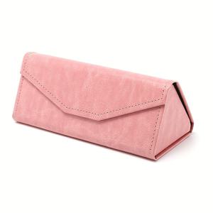 TEMU 1pc 인조 가죽 안경 케이스, 블랙 스티치 접이식 안경 홀더, 내구성 있는 비즈니스 스타일 보호 안경 박스