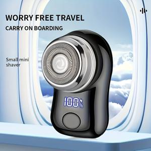 TEMU 스마트 디지털 디스플레이가 있는 슬림한 블랙 USB 충전식 전기 면도기 - 휴대용 미니 수염 트리머, 220mAh 리튬 배터리, 여행, 차량, 가정용 이상적 - 완벽한 선물, 미니 휴대용 면도기