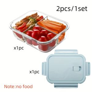 TEMU 32.46OZ 3-구획 유리 벤토 박스 세트 - 마이크로웨이브 및 식기 세척기 안전, 직사각형 식품 보관 용기, 학생, 통근자 및 피크닉러를 위한, 학교로 돌아가기