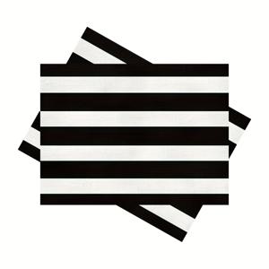 TEMU 2개 흑백 줄무늬 프린트 직사각형 플레이스매트 12x18 인치 재밌는 플레이스매트 파티 캠핑 여행 휴일 소박한 빈티지 테이블 매트 주방 식당 홈 농가 축제 장식 린넨 테이블 플레이스매트 실내 실외