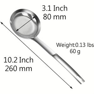 TEMU 1개, 스키머 숟가락, 304 스테인리스 스틸, 체, 미세 메쉬 체, 필터 숟가락, 거품 스쿱, 긴 손잡이, 가정용 및 핫팟 요리용으로 적합, 기름과 거품 제거. 식기 세척기 사용 가능, 3.1/3.7/4.4 인치|식기세척기|식기세척기
