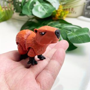 TEMU 1개 이동 가능한 3D 프린트 카피바라 피규어 - 귀여운 플라스틱 동물 조각품, 관절이 있는 리얼리스틱 질감 디자인, 창의적인 데스크탑 장식용, 실내외 사용 가능