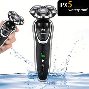 TEMU IPX5 방수 남성 전기면도기, 면도기, 얼굴 클리너, 제모기, 60분 이상 연속 사용 가능, 스테인리스 블레이드, 부드러운 면도 경험, 정밀 그루밍 | 특별한 날을 위한 아빠를 위한 세련된 멀티 기능 면도기