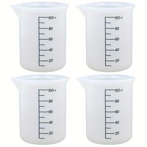 TEMU 1/4개 정밀 눈금자 실리카 젤 계량컵 - DIY 주얼리 및 레진 공예에 완벽, 세척이 쉬움