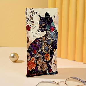 TEMU 컬러풀 캣 소프트 PU 합성 가죽 거울 케이스 박스 단색 방수 안경 및 패션 안경 보관 가방 액세서리