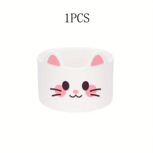 TEMU 귀여운 고양이 디자인의 실리콘 컵 슬리브 1개 - 미끄럼 방지 코스터 및 스크래치 방지 보호대, 물병, 머그컵, 여행용 액세서리용 - 내구성 있는 휴대용 컵 베이스 프로텍터