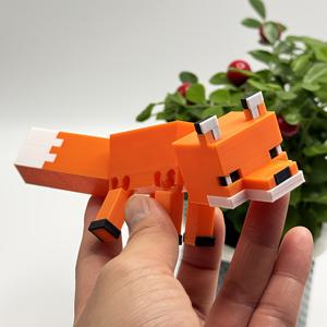 TEMU 생동감 넘치는 오렌지색과 흰색 큐브 여우 조각상 - 관절이 있는 3D 프린트 동물 스태츄, 독특한 차량 및 홈 데코, 수집가를 위한 창의적인 휴일 선물, 홈 데코용 조각상