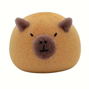 TEMU 캥피바라 목욕 스폰지 - 얼굴과 몸에 부드럽게 스크럽 브러시, INS 스타일의 창의적인 욕실 선물입니다.