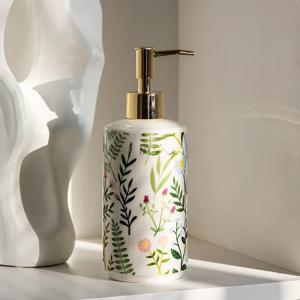 TEMU 1pc 화분 세라믹 비누 디스펜서 430ml - 우아한 프레스 펌 로션 병, 습기 및 얼룩 방지, 가정 및 호텔 사용에 이상적, 다중 장면 재충전 용기, 욕실 데코