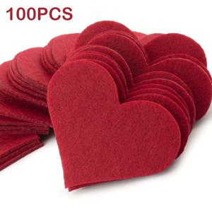 TEMU 100개의 빨간색 펠트 하트 레이저 커팅 클립아트, 2mm 펠트 장식
