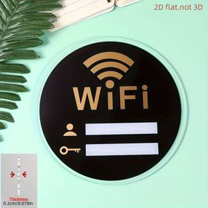 TEMU 2D 플랫, 1개 WiFi 비밀번호 표지판, 자체 접착 방수 블랙 아크릴 사인, 거실/사무실/비즈니스 등에 적합