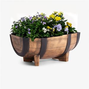 TEMU 날씨에 내성을 가진 플라스틱 반바렛 플랜터 - 나무 모양 디자인과 격자 패턴, 가벼운 실내/실외 꽃병으로 파티오, 정원, 또는 발코니 장식, 실외 플랜터 포트, 정원 장식, 클래식 스타일, 내구성 있는 구조, 가정 정원가