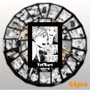 TEMU 63pcs 볼리볼 팀 스티커 - 모터사이클, 헬멧, 수하물 및 노트북용 생동감 있는 애니메이션 저널 데칼 - 6가지 독특한 디자인을 가진 고품질 종이 스티커, 애니메이션 팬 및 수집가에게 완벽한 애니메이션 스티커, 수하물 장식, 동적인 캐릭터 디자인, 내구성 있는 접착제
