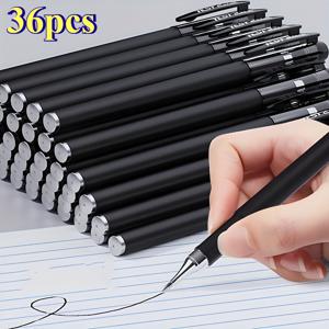 TEMU 24/36개 빠른 건조 젤 펜, 0.5mm 미세 팁, 검은 잉크 - 내구성 있는 플라스틱, 사무실 및 학교용 부드러운 글쓰기, 노트, 일기, 전문 환경에 적합, 사무용품 | 세련된 펜 디자인 | 부드러운 글쓰기 젤 펜