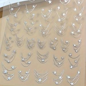 TEMU 3D 광택 우주 손톱 스티커 - 멋진 손톱 관리를 위한 반짝이는 별 스티커, 자체 접착, 재사용 가능, 광택 있는 마무리, DIY 손톱 아트 및 장식에 완벽한 손톱 아트 액세서리