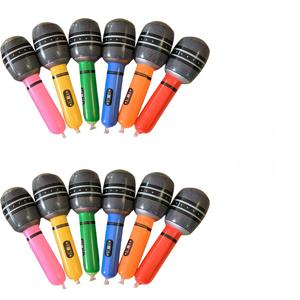 TEMU 12pcs 인플레이블 다색 마이크 프롭 인플레이블 장난감 크리스마스 음악 콘서트 테마 파티 스테이지 생일 장식 역할 놀이 용품 (랜덤 색상)