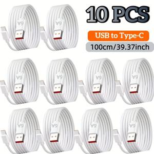 TEMU 6개/10개 USB to Type-C 충전 케이블, 고속 충전 및 데이터 전송 지원, 배터리 보호를 위한 지능형 전류 제어 기능