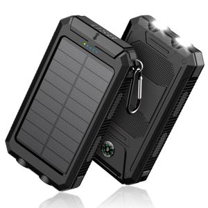 TEMU 1개, 초고용량 8000mAh 태양광 보조배터리 - 휴대용 태양광 충전기, 듀얼 LED 손전등, USB 출력, Type-C 입력 포트 지원, iOS/ 호환, 야외 캠핑 및 비상 전원 필요, 아버지의 날 선물, 생일 선물, 크리스마스 선물|보조배터리|C타입충전기|보조배터리20000