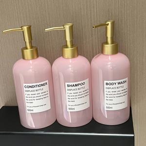 TEMU 500ml - 반투명, 여성스러운 디자인의 인조 옥핑크 빈 병. 호텔, B&B, 미용실, 헤어살롱 등에 적합. 샴푸, 컨디셔너, 바디워시, 핸드소프, 세탁세제 보관에 완벽한 홈 스토리지 필수품. 방수 라벨 무료 증정