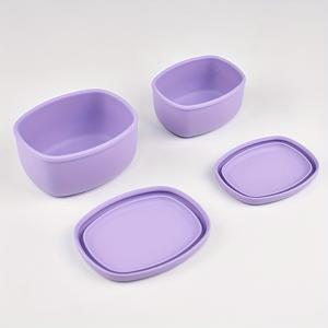 TEMU 2-in-1 실리콘 런치 박스, 200ml & 350ml 용기 - 누출 방지 및 쌓을 수 있는 식품 보관 - 전자레인지 및 냉동실 안전 - 가정 또는 야외 캠핑용으로 완벽한 식사, 스낵, 과일|냉동고