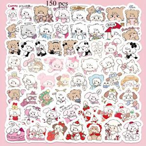 TEMU 150개 MIKKO 귀여운 곰 스티커 - 재사용 가능한 비닐 데칼, 만화 동물 도안, 혼합 색상 DIY 공예, 다이어리, 휴대폰 케이스, 물병 장식용 - 사랑스러운 스크랩북 꾸미기, 일러스트레이션, 오래가는 접착력, 선물 쇼퍼