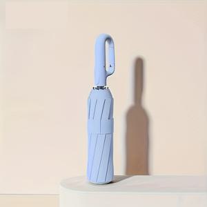 TEMU 1팩 중국산 10살구 자동 개폐 우산 - 핸드백 스탠드로 겸용, 튼튼한 철제 샤프트 & 플라스틱 손잡이, 여행용 컴팩트 접이식 디자인, 캐주얼 스타일, 야외용 우산, 여행 액세서리, 내구성 강한 살구, 빗물 방지, 고품질 제작, 도시 라이프스타일