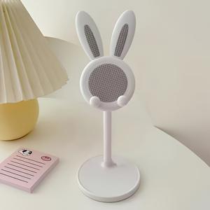 TEMU 1pc 귀여운 작은 토끼 폰 홀더, 조절 가능한 각도, 방수 PC 소재, 셀카 및 라이브 스트리밍용 유니버설 데스크탑 스탠드, 학생 및 가정용으로 이상적