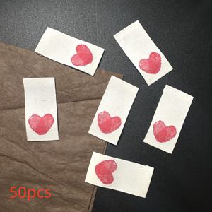 TEMU 50개 세척된 패치 라벨, 패브릭 봉제 패치, DIY 사랑 하트 지문 디자인, 의류 및 신발용 의류 액세서리, 장식 장식