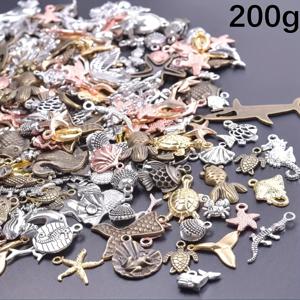 TEMU 200//50/20g 빈티지 아연 합금 해양 동물 시리즈 펜던트, 열쇠 고리, 가슴 체인, 목걸이 및 귀걸이에 대한 혼합 색상 바다 동물의 매력 DIY 쥬얼리 액세서리