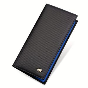 TEMU BISON 데님 남성 슬림 RFID 차단 인조 가죽 지갑 - 블랙 블루 액센트, 다중 카드 슬롯, 지퍼 동전 포켓, 일상적인 사용을 위한 내구성 및 스타일|명함지갑