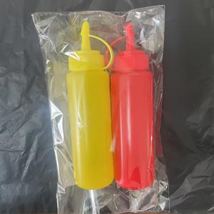 TEMU 2개입 250ml(노랑+빨강) 스퀴즈 조미료 병, 뚜껑에 온 캡이 있는 케첩 핫소스 올리브 오일 병 주방 액세서리 주방 가제트