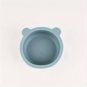 TEMU 1개 어린이 보조식품 그릇 흡착기 포함, 식품 등급 실리콘 그릇 독립적인 먹이주기를 위한 만화 테이블웨어 안티-낙하 흡착컵 그릇 할로윈 크리스마스 추수감사절 선물