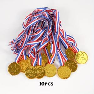 TEMU 10개 세트 황금색 플라스틱 우승 메달, 리본 포함, 스포츠, 게임, 생일, 졸업, 남성용 파티 선물, 피나타 채우기, 크리스마스, 새해, 아버지의 날 선물