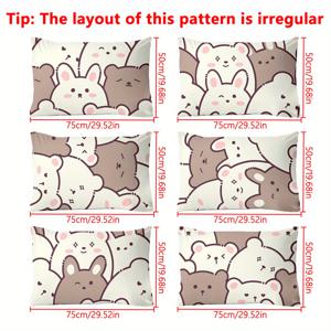 TEMU 귀여운 만화 동물 곰 프린트 부드러운 플란넬 베개 커버, 단일 포켓 잠금 장치 침실 베개 보호대, 100% 폴리에스터 짜임, 퀼팅 장인 정신, 기계 세척 가능, 80-85g 원단 무게 - 가정 침구 액세서리