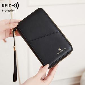 TEMU MIYIN RFID 차단 이중 지퍼 여권 보관함 손목 끈 및 어깨 끈 포함, 다기능 대용량 여행 신용 카드 지갑 다중 슬롯, 항공권 클립 보관 가방 휴대폰 팩