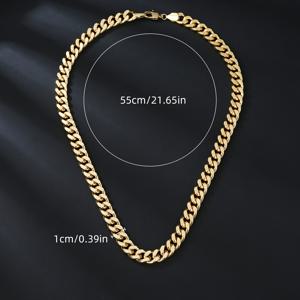 TEMU 18K 골드 도금 힙합 굵은 체인 목걸이 - 10mm 구리 펑크 스타일 도시 패션 쥬얼리 일상 착용 및 파티용