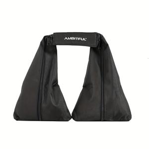 TEMU 지퍼가 있는 Ambitful 이중 섹션 5kg 하중 지지 샌드백 - 튼튼한 폴리에스테르, 사진 및 비디오 스튜디오용 두꺼운 재질, 붐 암 지지대, 검정색에 빨간 스트랩|모래주머니