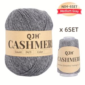 TEMU 6개 세트 고급 100% 캐시미어 원사 번들, 부드러운 퍼지 뜨개질 크로셰 원사, 50g 대형 & 20g 소형, 다색 헤더 원사 DIY 공예, 스웨터, 숄 - 화이트, 레드, 블랙, 블루, 그린, 퍼플, 초콜릿, 다크 브라운