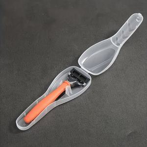 TEMU 1개 투명 플라스틱 면도기 보관 케이스, 휴대용 여행용 면도기 홀더 및 먼지 커버, 손세탁 가능 - 화이트, 여행용 액세서리, 보관함