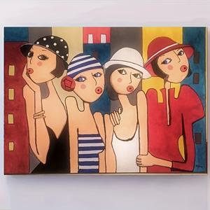 TEMU DIY 5D 페인팅 키트 - 도시 여성 추상 아트, 40x30cm 무테 라운드 아크릴 , 반짝이는 벽 장식을 위한 풀 드릴 디자인