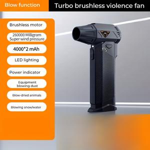 TEMU 260000 밀리그램/220W 휴대용 USB 터빈 팬 - 초강력 바람, 먼지/눈 블로워, 가정용, 야외, 차량 사용, 창문 틈, 키보드 및 악기 청소, 석탄 가열 도우, 실내/실외 사용, ABS 소재, 충전식 리튬 배터리, 용량, 버튼 제어, 휴대용 블로워 | 현대 미적 | 내구성 있는 ABS 팬