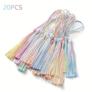 TEMU 20개 13cm 핸드다이 염색 폴리에스터 실크 태슬 - DIY 주얼리 만들기, 결혼식 장식, 책갈피 및 의류 공예용 - 데이 공예 용품, 주얼리 제작 재료, 우아한 태슬, 부드러운 질감