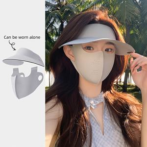 TEMU 여성용 2pcs 썬햇 & 페이스 마스크 세트, 여름용 통기성 메쉬 디자인, 편안하고 시원한 핏, 귀걸이 스트랩 포함 – 야외 여행/해변/사이클링/등산/낚시에 이상적, 어머니날 또는 결혼식 선물로 완벽한 트렌디 패션 액세서리|등산모자