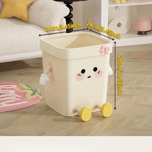 TEMU 1pc 귀여운 창의적인 디자인 플라스틱 , 침실 거실 쓰레기 폐기물 보관통, 꽃을 키우는 데도 사용할 수 있습니다. 전기 없음, 열기압 링 방법, 발과 눈 장식, 가정 장식|쓰레기통