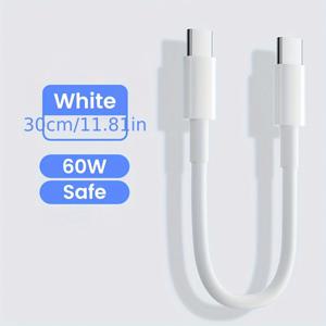 TEMU 아이폰15 샤오미 화웨이용 30cm 타입C-USB C 고속 충전 케이블, 25cm USB-타입C/USB C 데이터 케이블|보조배터리